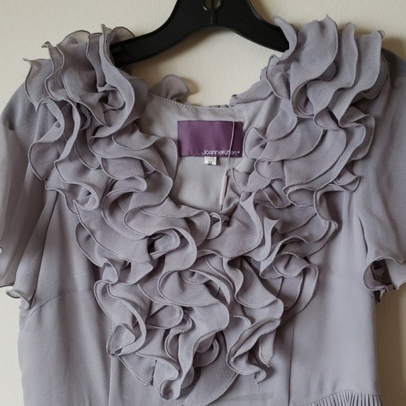 Ruffle layered gray chiffon dress - Picture 4 of 7
